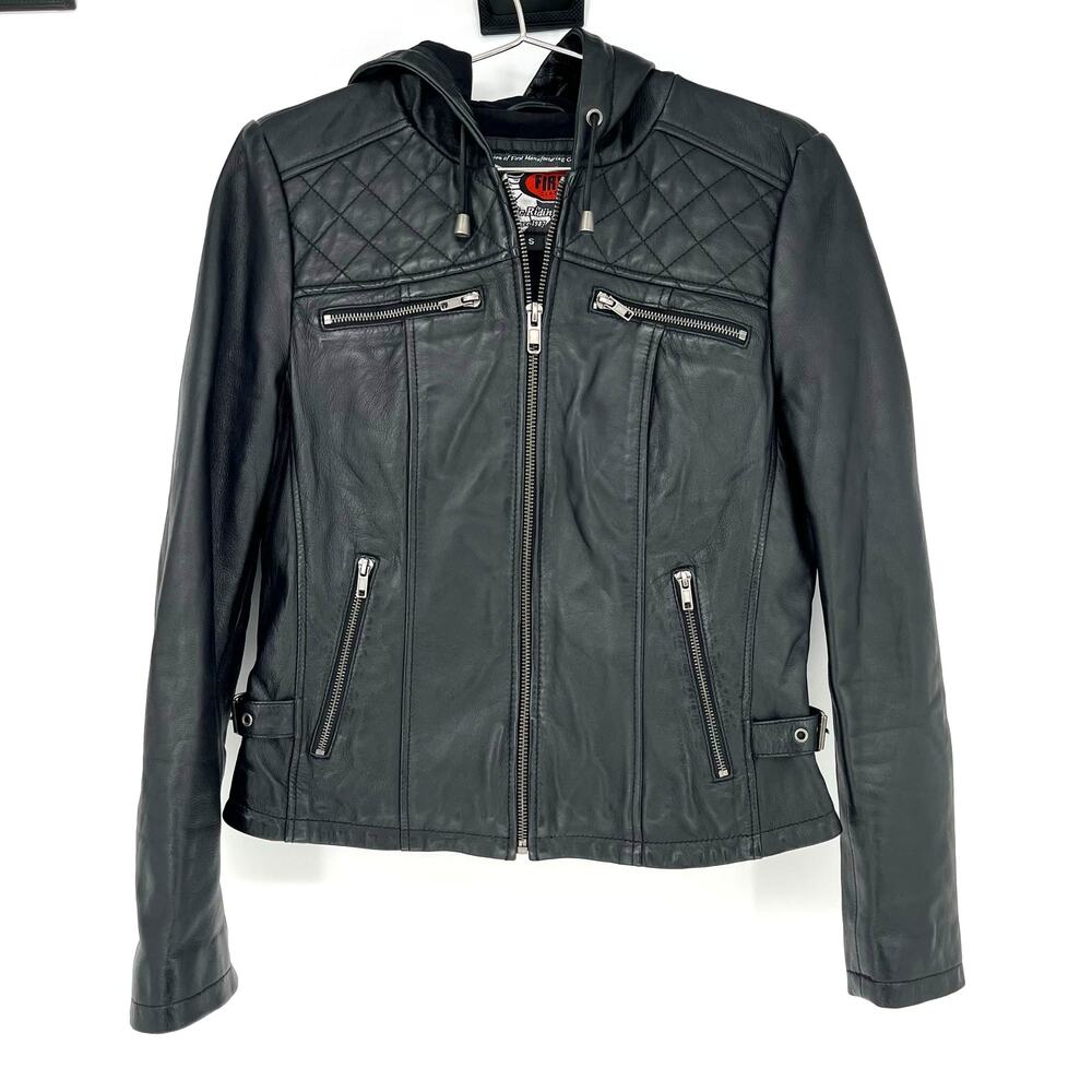 Black Leather Jacket with Quilted Design